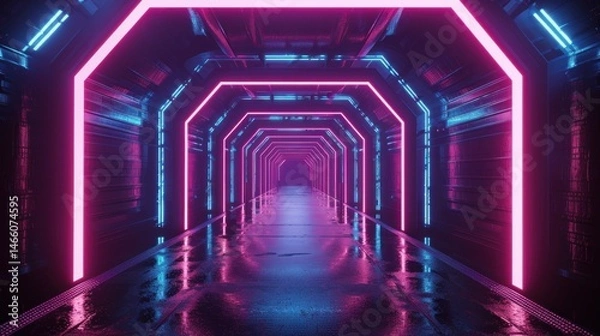 Obraz Neon Lights Tunnel