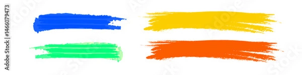 Obraz highlighter white background. set of paper banners. Blue, yellow, green,  and brown highlighters.
