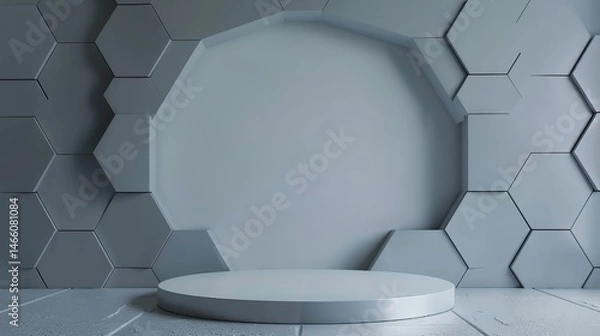 Obraz background of the podium has a silver hexagon pattern