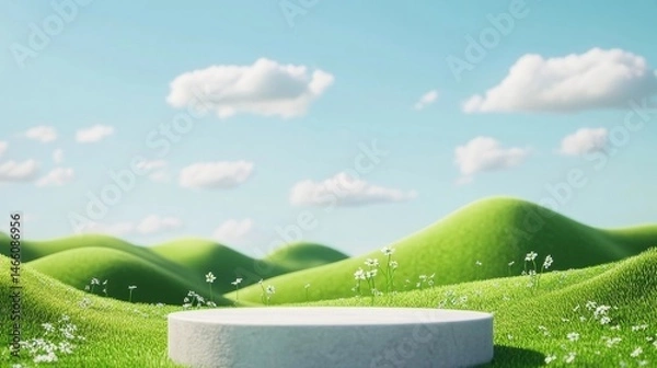 Obraz green grass and blue sky