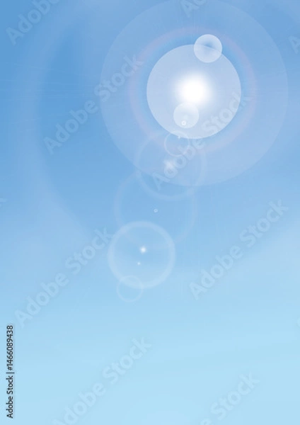 Obraz Bright blue sky with white sun flare halo ring light for summer spring morning too noon day background design