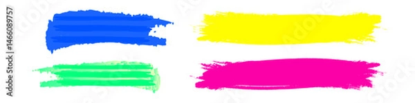 Obraz highlighter white background. set of paper banners. Blue, yellow, green, and violet highlighters. 