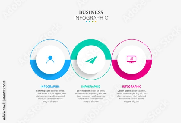 Fototapeta Business infographic template with 3 options, Abstract elements diagram or processes and business flat icon, Vector business template for presentation. Creative concept for infographic.