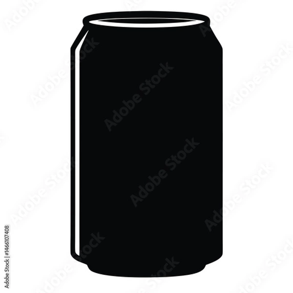 Fototapeta soda can vector silhouette icon, black and white illustration of food.