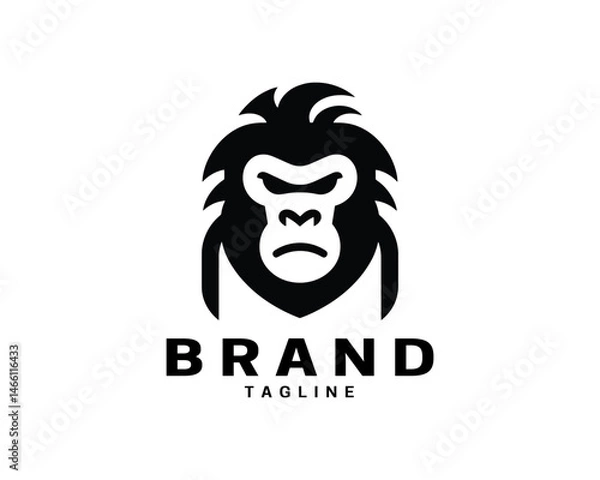Fototapeta Gorilla head logo drawing in flat clean style