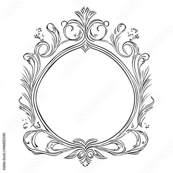 Fototapeta Ornate decorative frame with floral elements evokes vintage charm and elegance