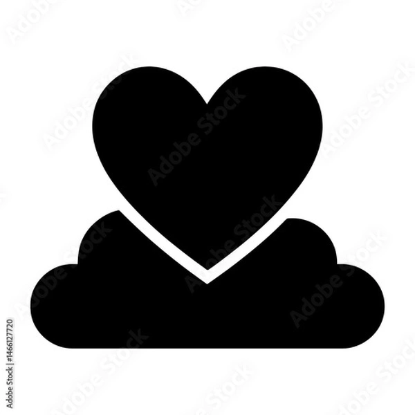 Fototapeta Heart Cloud Symbol. love and affection, perfect for Valentine's Day concepts. vector: Ideal for use as a tattoo, icon, web graphic design, and infographic concepts."
