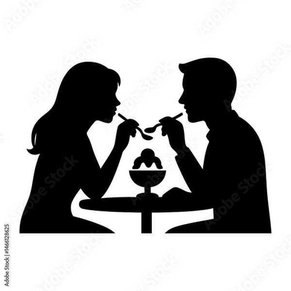 Fototapeta Dessert Sharing in Simplicity. love and affection, perfect for Valentine's Day concepts. vector: Ideal for use as a tattoo, icon, web graphic design, and infographic concepts."