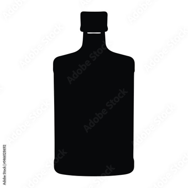 Fototapeta gin bottle vector silhouette icon, black and white illustration of drinks.