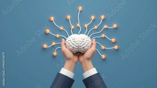 Fototapeta Creative workspace innovative graphic art for brain network visualization