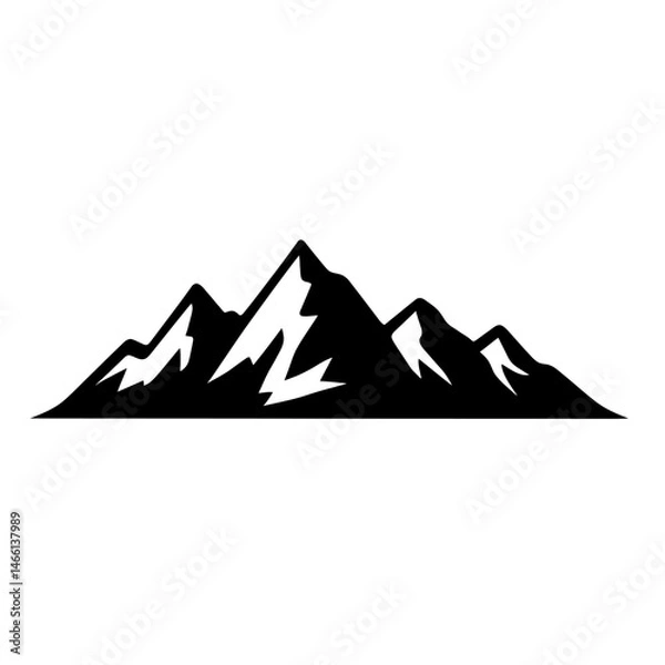 Fototapeta Jagged Mountain Range Silhouette.eps vector: Ideal for use as a tattoo, icon, web graphic design, and infographic concepts."