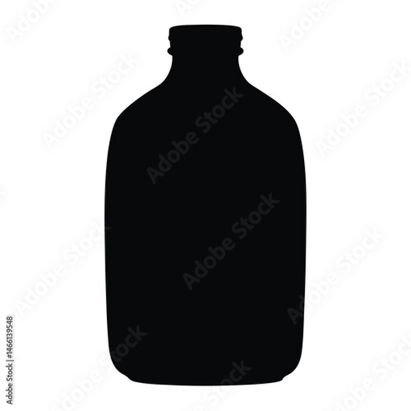 Fototapeta kombucha bottle vector silhouette icon, black and white illustration of drinks.