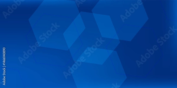 Fototapeta Modern abstract blue background with glowing geometric lines. Blue gradient hexagon shape design. Futuristic modern