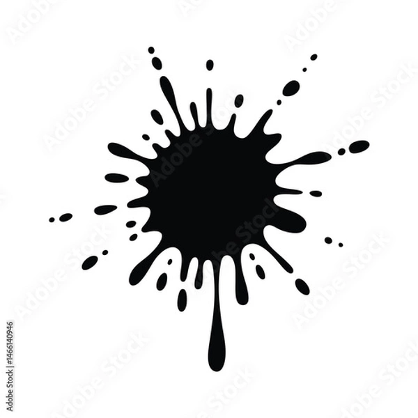 Fototapeta Abstract Black Ink Blot Splatter Design Element