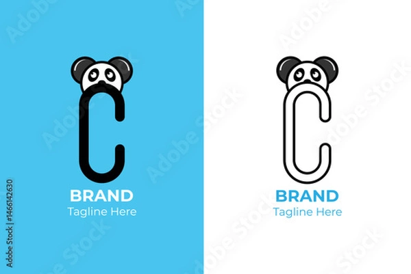 Fototapeta Letter C and Panda logo design. Letter C and Panda with two colors logo design.