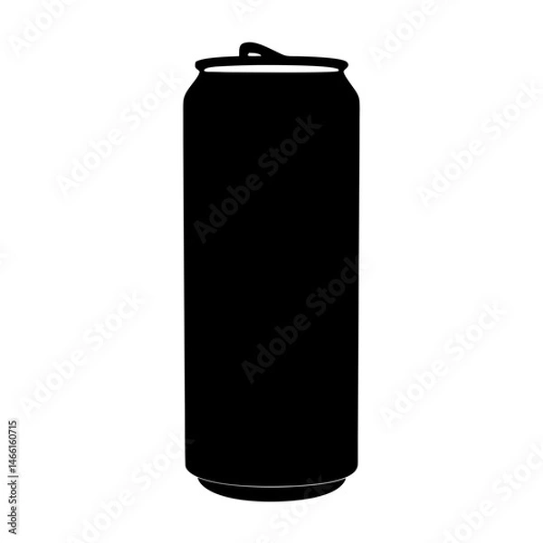 Fototapeta soda can vector silhouette icon, black and white illustration of drinks.