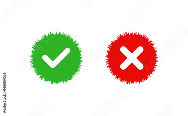 Fototapeta tick check mark cross vector round icon 