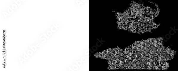 Fototapeta Set of Bubble Wrap Sheets With Air Pockets in Plastic Texture on a Transparent or White Background