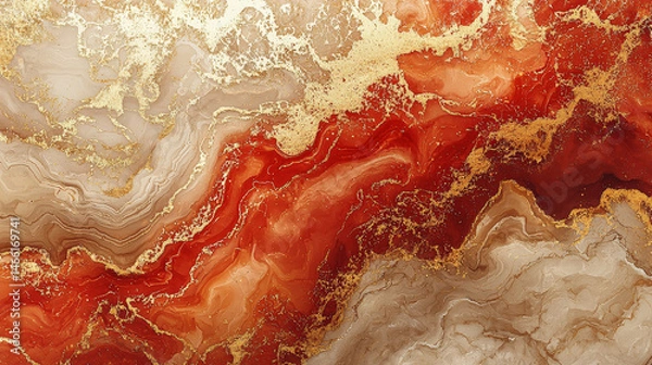 Fototapeta Abstract red and gold marble texture background