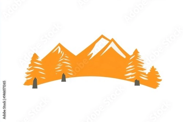 Fototapeta Mountain landscape view with pine trees in nature colorful graphic design outdoor serenity