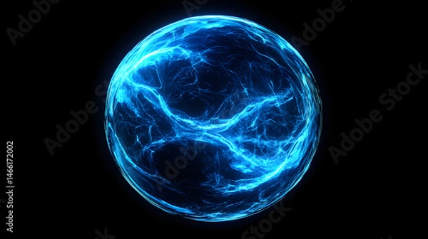 Fototapeta A blue, glowing, swirling vortex of light