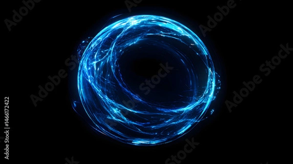 Fototapeta A blue, glowing, swirling vortex of light