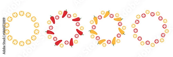 Obraz Hand drawn bell pepper vegetables and slices