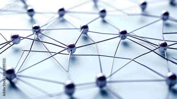 Fototapeta Abstract Network Design With Interconnected Spheres