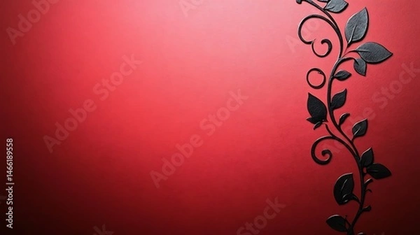Obraz Red background with black floral design