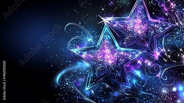 Obraz Sparkling stars on dark background