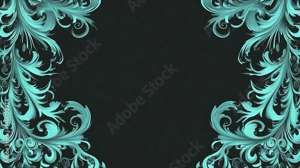 Obraz Teal Decorative Border on Dark Background