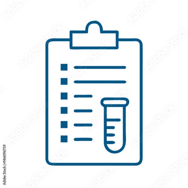 Fototapeta Medical checklist clipboard icon in blue outline style