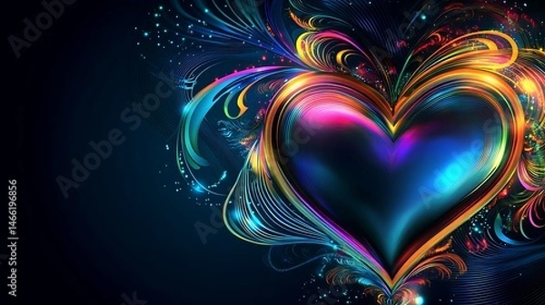 Obraz Vibrant heart design with swirling patterns