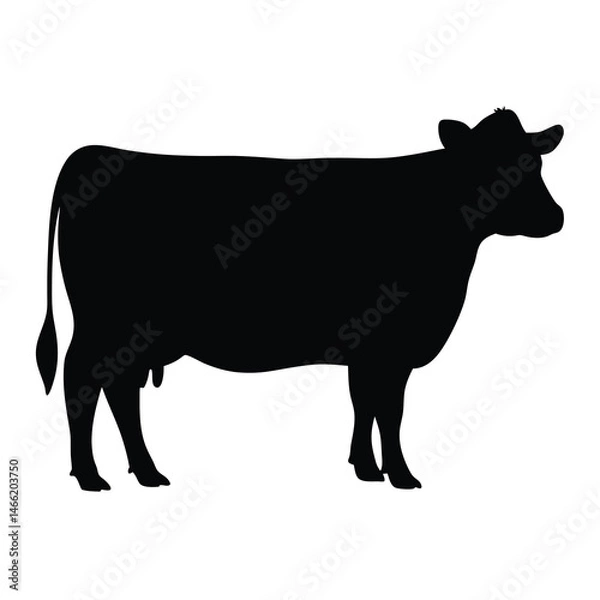 Fototapeta cow vector silhouette icon - , ideal for wildlife, safari, and animal-themed illustrations.
