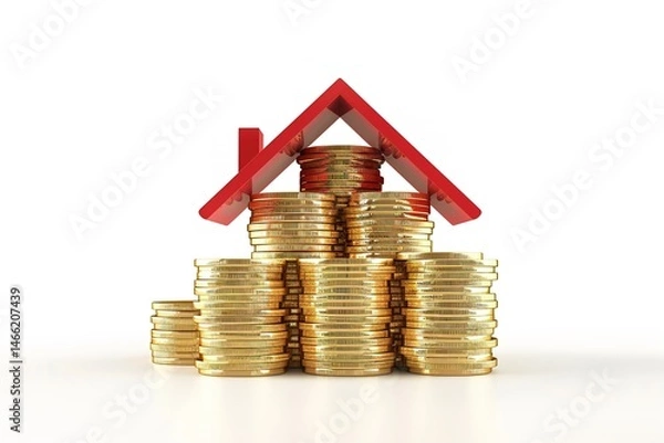 Obraz House made of coins: Represents savings for home ownership and financial investment