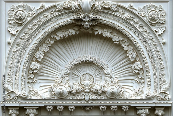Fototapeta Elegant architectural detail ornate building facade design
