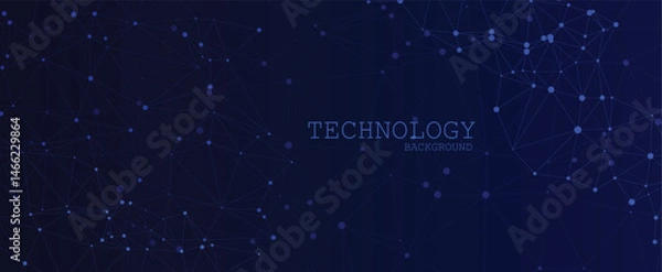 Obraz Dark Teal Technology Network Background