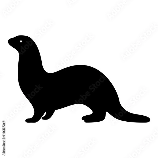 Fototapeta otter vector silhouette icon - , ideal for wildlife, safari, and animal-themed illustrations.