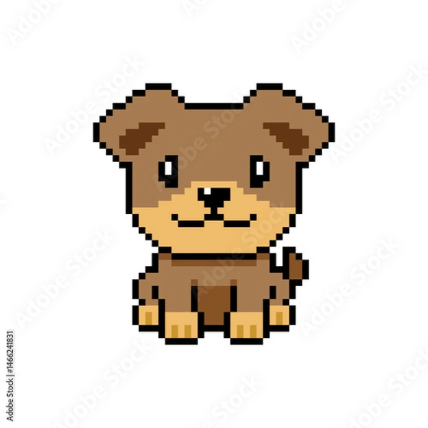 Obraz Pixel art cute dog vector in retro style
