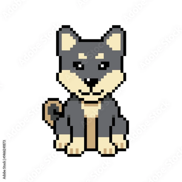 Obraz Pixel art cute shiba inu dog vector in retro style