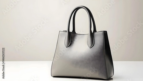 Fototapeta Elegant Handbag: A sleek, gray handbag showcases minimalist design, emphasizing its craftsmanship and timeless appeal.