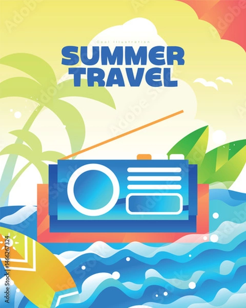 Fototapeta 다양한 여름 여행 배경 일러스트 04
