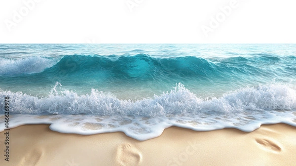 Fototapeta sea and waves on the beach isolated on transparent background