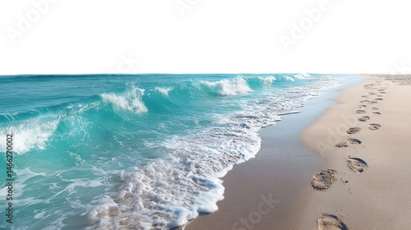 Fototapeta sea and waves on the beach isolated on transparent background