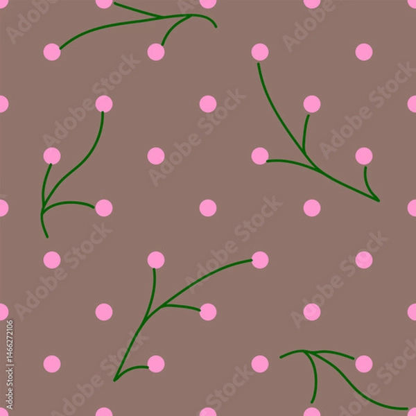 Fototapeta Polka dot on twigs seamless pattern