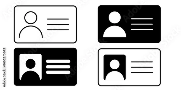 Obraz Simple line icon collection of driver licences ID cards and identification documents in monochrome style for use in apps websites printable templates and forms