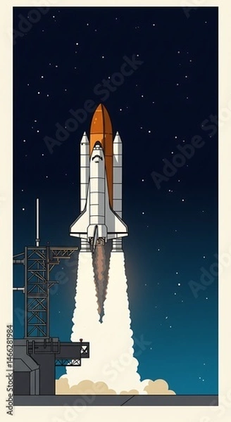 Fototapeta Midnight Launch: Space Shuttle Ascent
