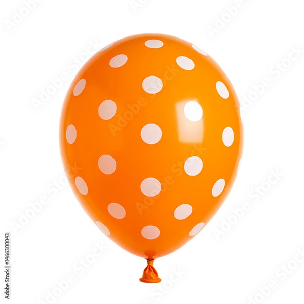 Fototapeta Orange Balloon with White Polka Dots Perfect for Parties and Celebrations isolated on Transparent Background