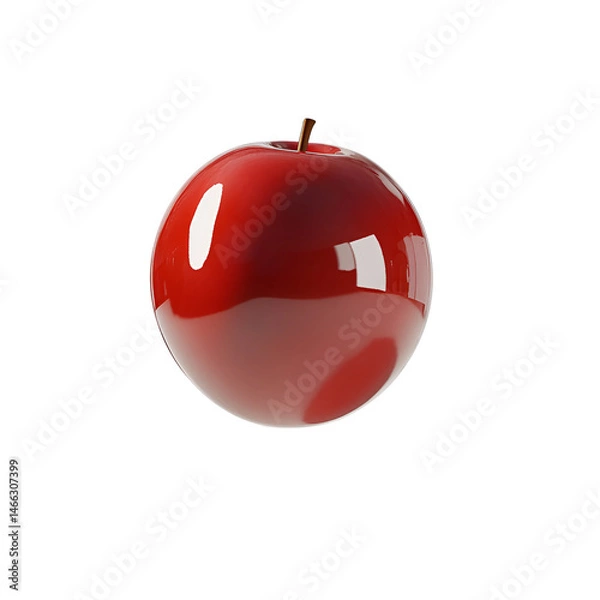 Fototapeta Glossy Red Apple Isolated on White Background