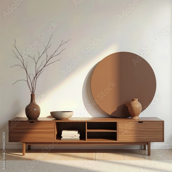 Fototapeta High-Definition Brown Abstraction: Modern Portrait Art with Simple Geometric Forms in a Color Palette Perfectly Suited for Walnut Furniture
